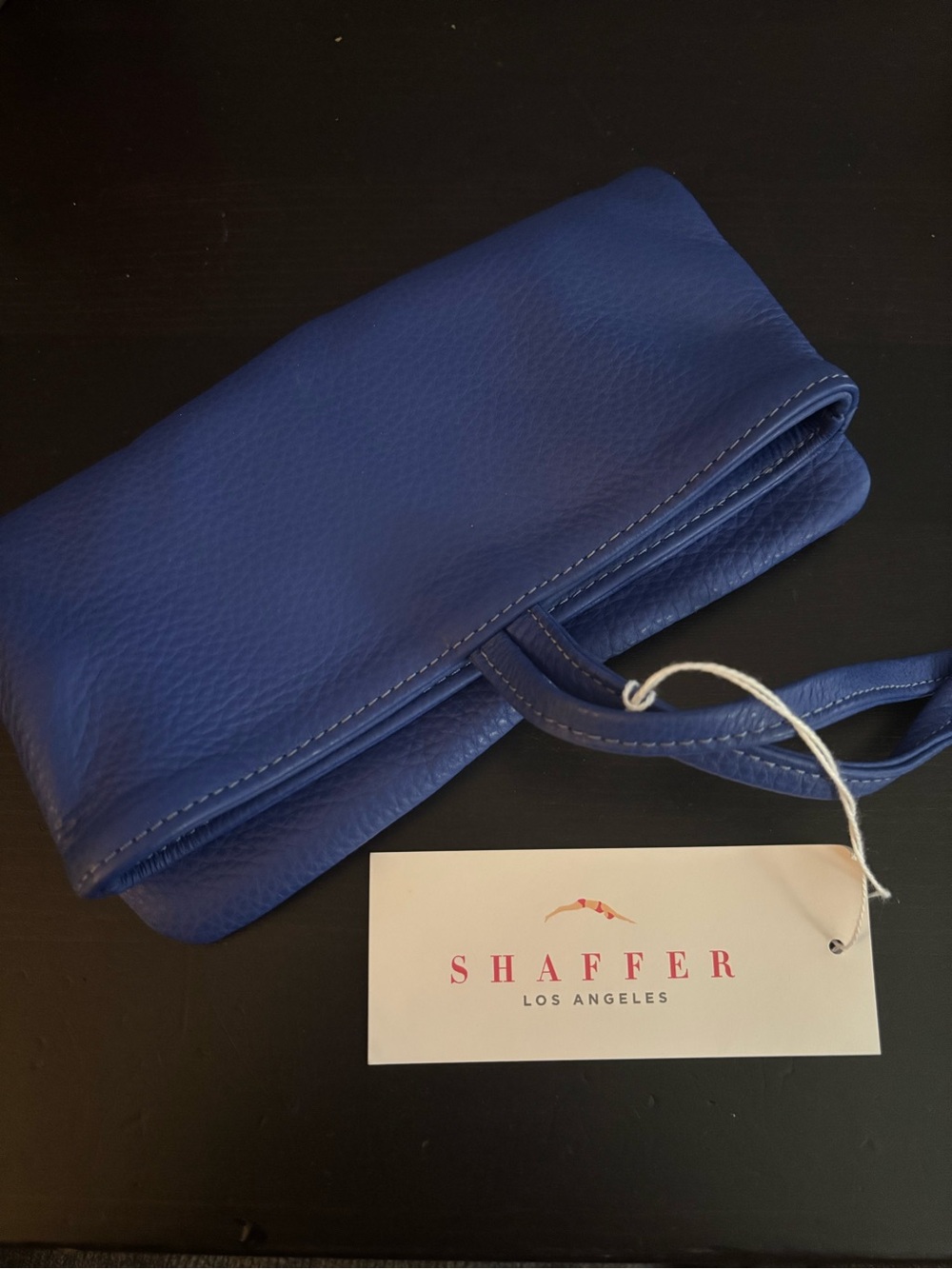 Royal Blue Leather Wristlet Clutch